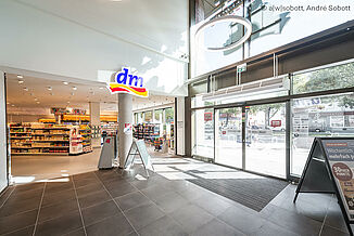 The dm drugstore in the Hanover Vahrenwald office and business centre.